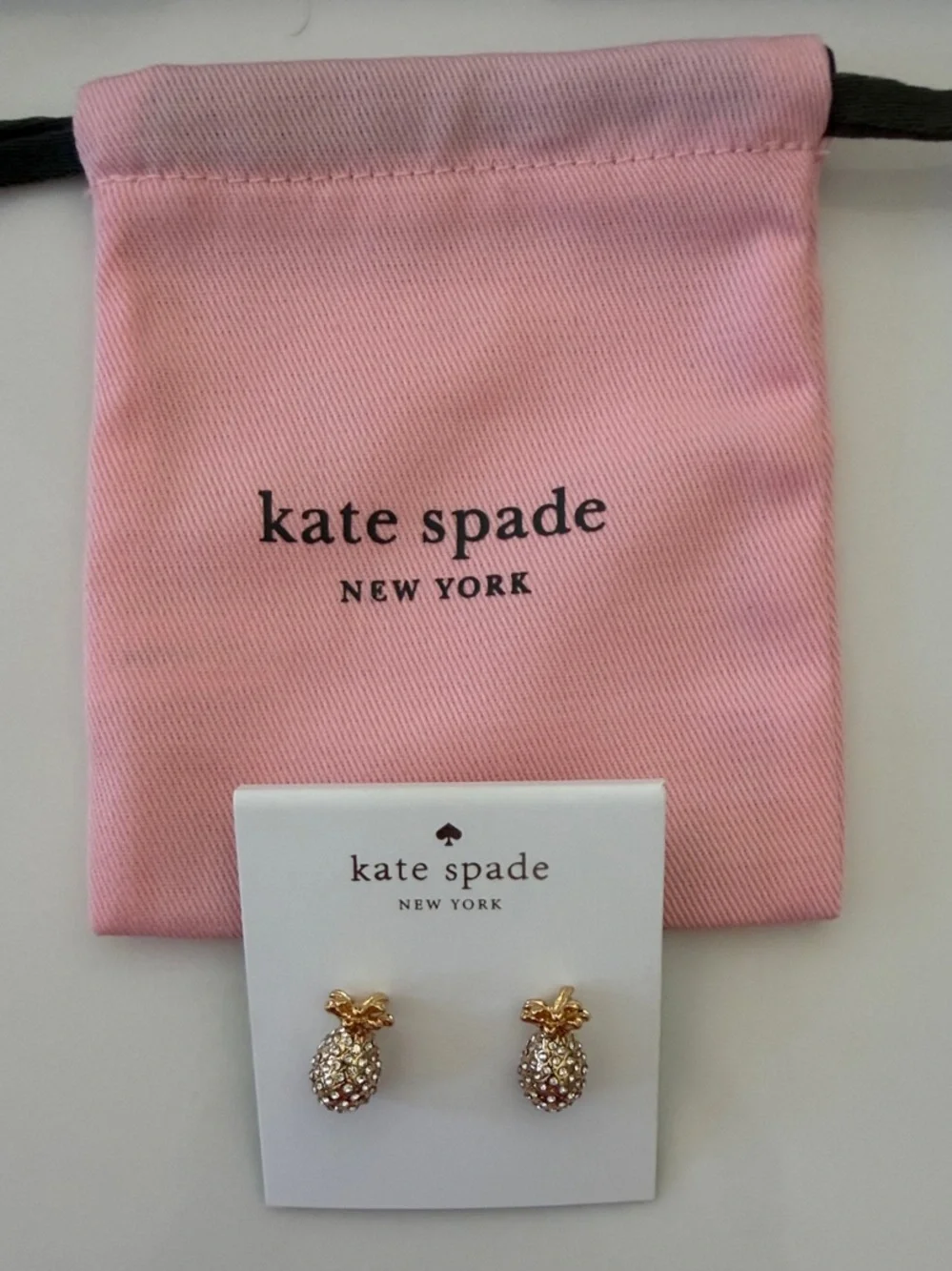 kate spade gold pineapple crystal stud earrings NWT